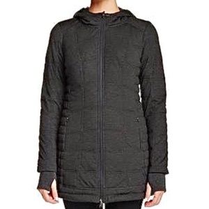 Blanc Noir Black Gray Quilted Down Hooded Full Zip Parka